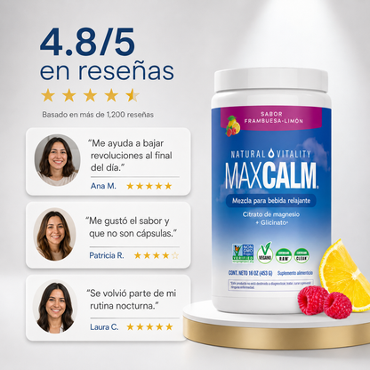 Max Calm® Bebida de Magnesio Frambuesa-Limón