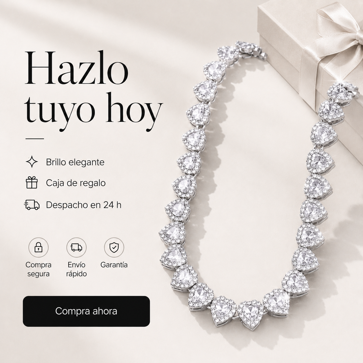 HeartGlow™ l Collar Diamantado Corazones